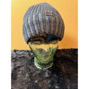 Britts Knit Beanie With Union Jack Patch Back & Gray Ribbed Fleeced Lined
